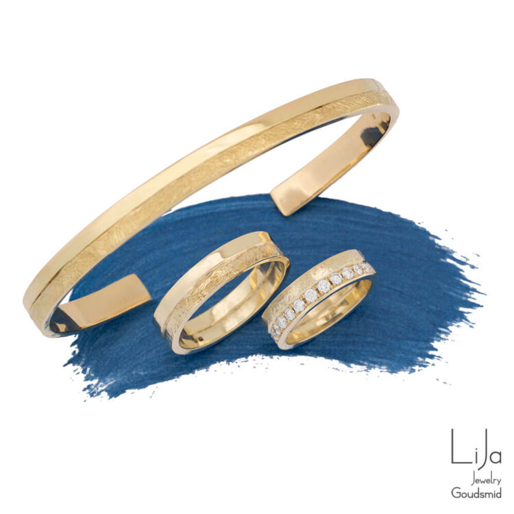 LiJa Jewelry Siendo geelgoud spang armband diamant trouwringen