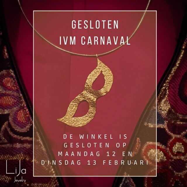 Het is weer bíjna zover: carnaval 🥳
Als iemand 'van boven de rivieren' ben ik aardig ingeburgerd: ik ga weer een fijn feestje vieren.

2024 is tot dusver een heel goed en heel druk jaar ♡
Mede daarom hebben we besloten dat de rest ook even vrij neemt en gaat genieten van de vrije dagen.

We zien jullie graag weer op donderdag 15 februari.

Aan de mede-carnavallers: een hele fijne carnaval!

#carnaval #goudsmid #carnaval2024 #winkelgesloten #top2024 #genieten #edelsmid #zilversmid #Nuenen #Gerwen #Nederwetten #dwersklippels #dwersklippelgat #lampegat #carnavalvierjesamen #fijnfisjenie #maatwerk #sieraden